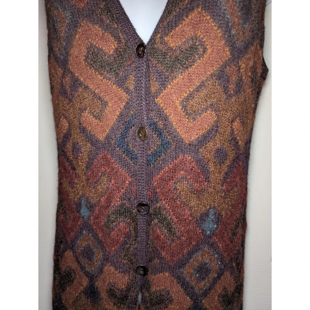 Peruvian Connection Maxi Waistcoat Women Size XS Alpaca Wool Sleeveless Cardigan